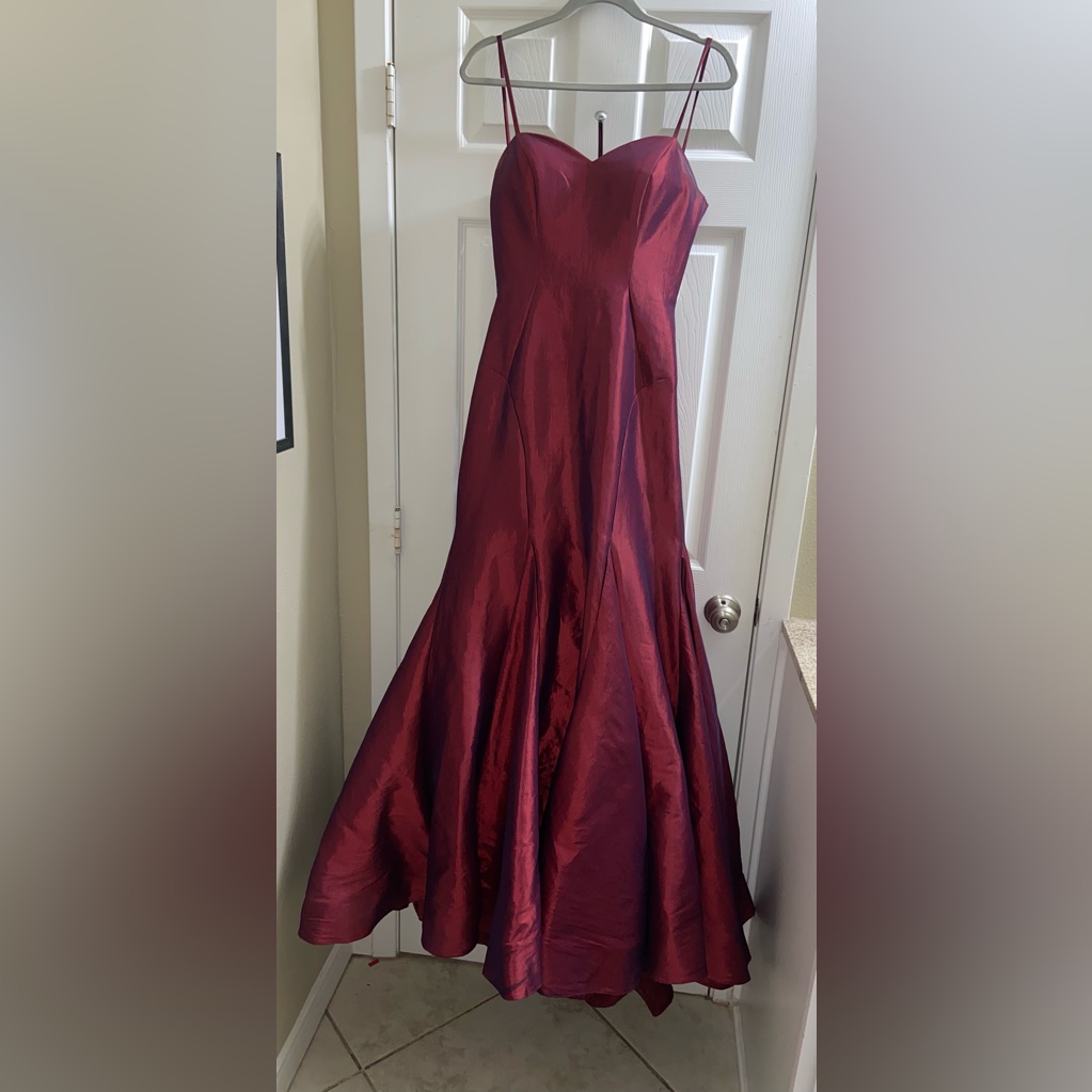 Maroon Prom Dress With Key Hole Back, Size 8